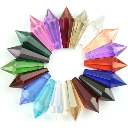 10pcs/lot Mixed Color Pointed beads Crystal U-drop Prism In One Hole Icicle Lustre Pendant Parts For DIY & Party
