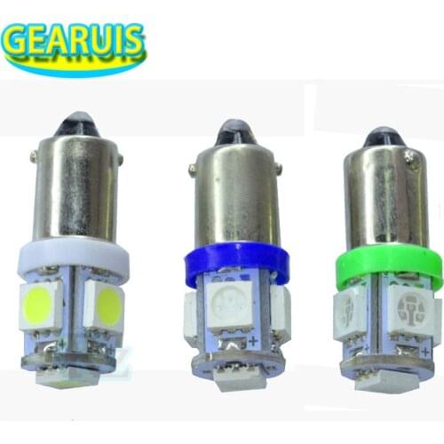 100pcs/lot T4W BA9S 5 SMD 5050 LED 5smd 5led Car Indicator Light Interior Bulbs Wedge Lamp LED Bulbs Red Blue Yellow Green 12V