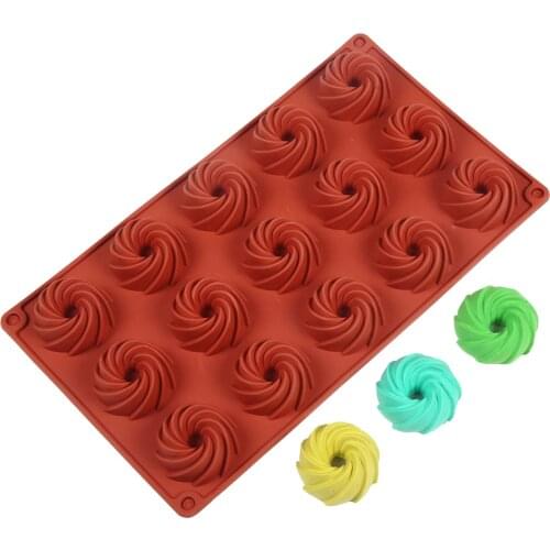 15-Cavity Silicone Cake Molds for Baking Dessert Mousse New Decorating Moulds 3D DIY Spiral Shape Chocolate Bakeware Tool