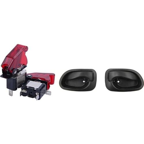 2 Set Car Accessories: 1 Set Red LED SPST Toggle Rocker Switch & 1 Set Front Left Right Car Interior Door Handle