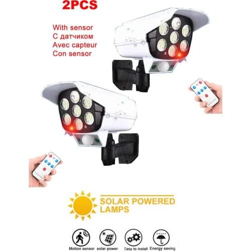 2pcs remote Solar motion sensor lamp light Dummy Fake Camera Power Imitation High Simulation Camera Outdoor Monitor Waterproof S