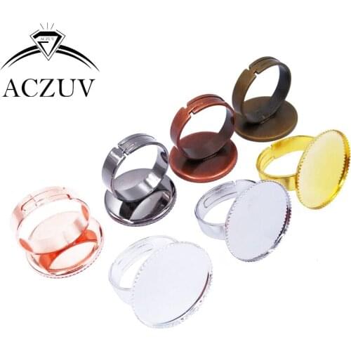 200pcs 12mm 14mm 16mm 18mm 20mm 25mm 30mm Adjustable Bezel Ring Blank Cabochon Base Setting Findings TRS001