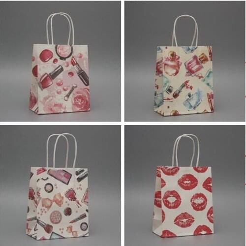 40pc/lot Cosmetics Gift bag , 18x15x8cm,Small size, Paper storage bag , Kraft gift bag with handle, Wholesale price