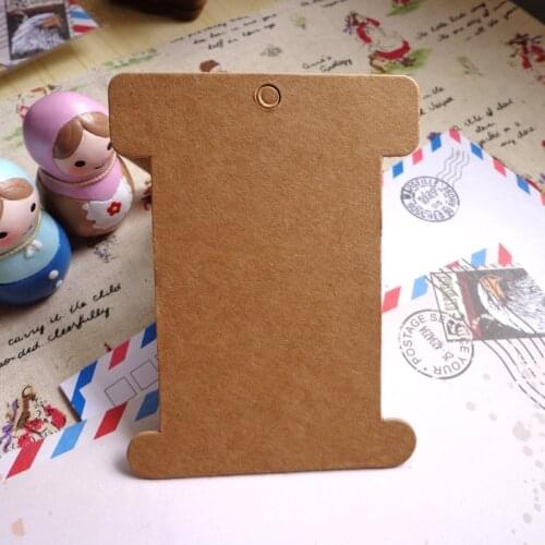 50pcs Retro Big Size Thickening Kraft Cardboard Blank Bobbine DIY Craft Paper Card Spool Gift Tag 8x10.3cm