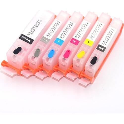 6Colors PGI-970 CLI-971 Refill Ink Cartridge with ARC Chip for Canon PIXMA MG7790 Printer with Auto Reset Chip