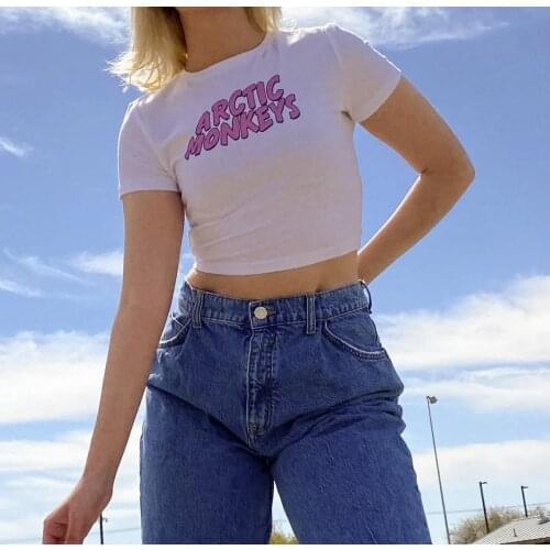 Arcyic Monkeys Tops Funny Letter Women Casual T-shirt Vintage Short Sleeve Female Tee Breathable Gothic Ladys Tops