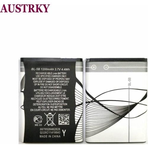 BL-5B 1200mAh Battery For Nokia 3230 5070 5140 5140i 5200 5300 5500 6020 6021 6060 6070 6080 6120 6120C 7260 7360 7620 N80 N90