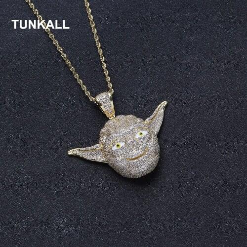 Bling Bling Men ICED Brass Cubic Zircon animal Face Pendant Mirco Pave Prong Setting Hip Hop Jewelry women necklace CN258