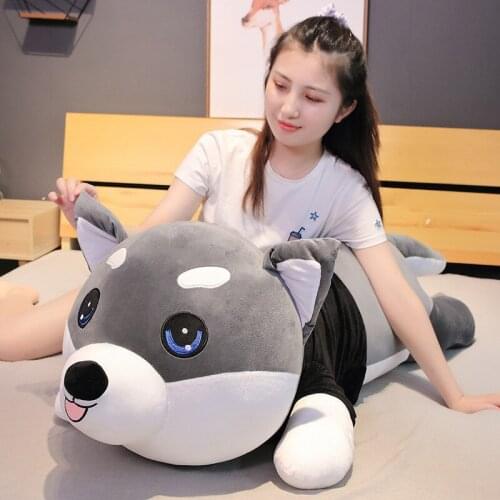 80-120cm Giant Husky Plush Toy Soft Stuffed Long Dog Pillow Cartoon Animal Doll Sleeping Pillow Cushion Home Decor Kids Gift