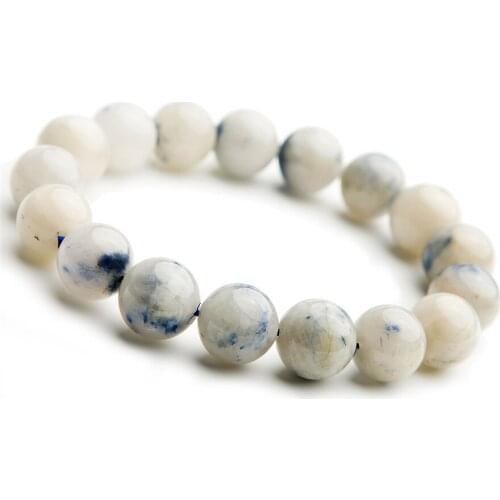 12mm Natural Dumortierite Quartz Bracelets For Women Men Stretch Crystal Round Beads Blue Natural Rutilated Quartz Bracelet