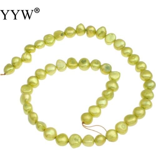 8-9mm Apple Green Cultured Baroque Freshwater Pearl Beads Loose Jewelry Pearls For Jewelry Making Beads Hole 0.8mm 14.5 Inch