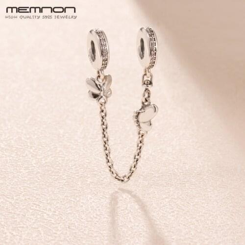 Decorative Butterflies Safety Chain charms 925 Sterling Silver charm Fit bead Bracelets necklace DIY silver 925 jewelry making