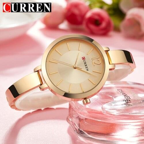 CURREN Luxury Brand Watch Women Fashion Dress Quartz Watch Ladies Full Steel Mesh Strap Waterproof Watches Relogio Feminino