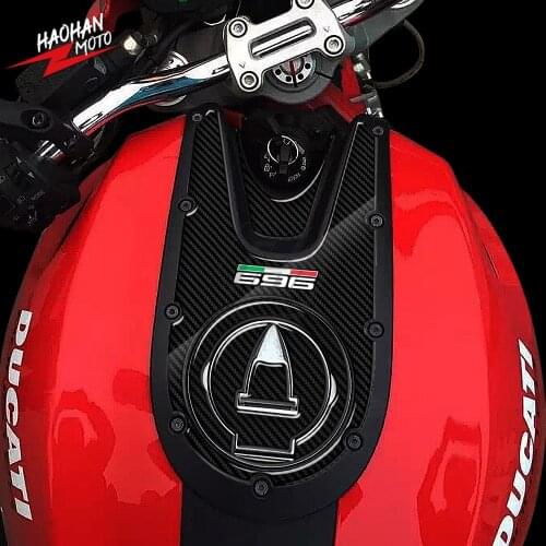 For Ducati Monster 696 2008-2014 3D Carbon-look Motorcycle Fuel Gas Cap Stickers Tank Pad Protection
