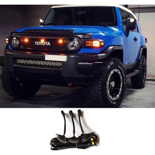 For Toyota FJ Cruiser 2007-2020 LED Car Truck Front Grille Light Hood Cover Atmosphere Yellow Decoration Lamp Fog Light