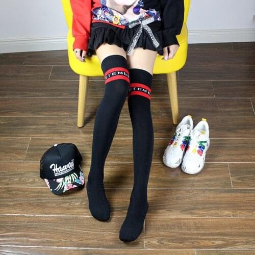 Sexy Black Striped Long Socks Women Over Knee Thigh High Socks Over The Knee Stockings For Ladies Girls Warm Knee Socks