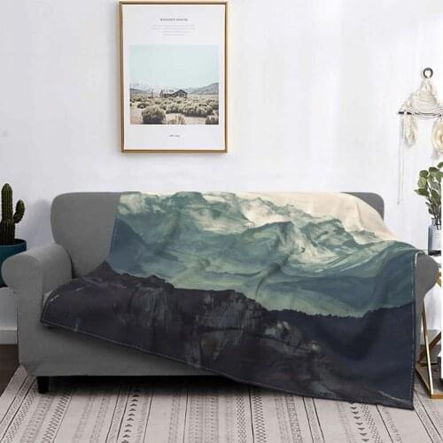 Mountain Fog Camping Blankets Flannel Autumn/Winter Landscape Lightweight Thin Throw Blanket for Sofa Car Bedspreads