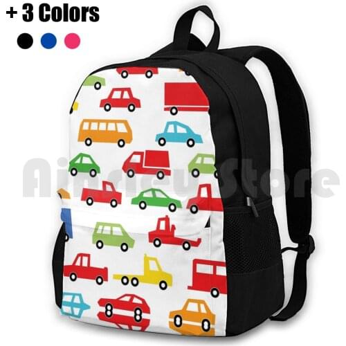 Toy Car Pattern-Automobile Illustration Outdoor Hiking Backpack Waterproof Camping Travel Cars Car Icon Seamless Pattern Set