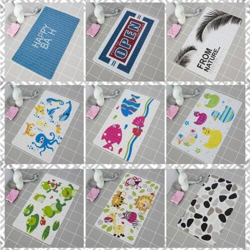 Cute Color Anti-Slip PVC 37x68cm Bath Mat Bathtub Mats With Sucker Kids Shower Carpet Soft Massage Pad For Kitchen Bathroom