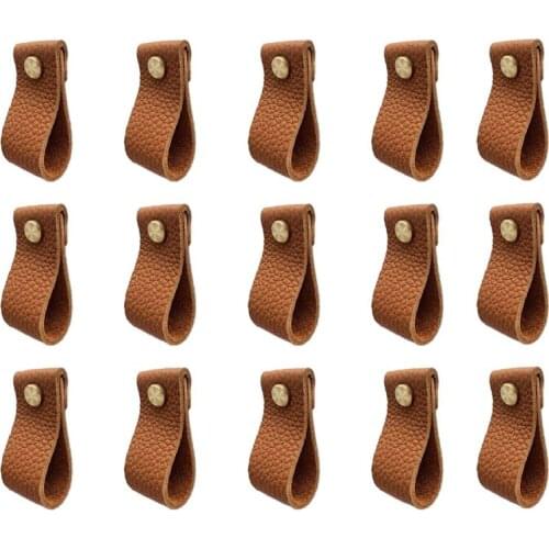 Leather Dresser Knobs,15Pack Knobs For Dresser Drawers,Furniture Drawer Knobs,Perfect Replacement Of Metal Cabinet Knobs