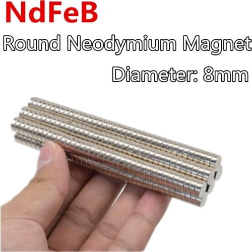 Diameter 8mm Round NdFeB Neodymium Magnet Powerful Rare Earth Permanent Fridge Magnets Ring Disk Strong Craft for DIY