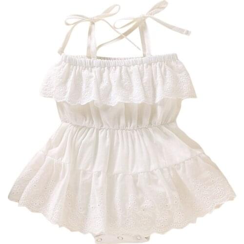 0-24M Summer Newborn Infant Baby Girl Sleeveless Solid Lace Romper Srap Jumpsuit Outfit Clothes Baby Girls Cotton Linen Clothing
