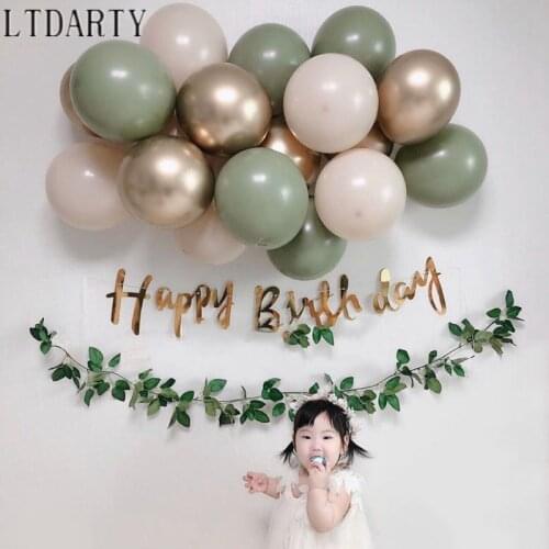 Set Retro Bean Avocado Green Latex Balloon Chain Baby Shower Wedding Birthday Party Decoration Garland Arch