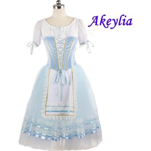 Sky blue Giselle Ballet Long Dress YAGP Professional romantic Giselle Ballet Costume Napoli Competition Ballet Tutu JNBL156