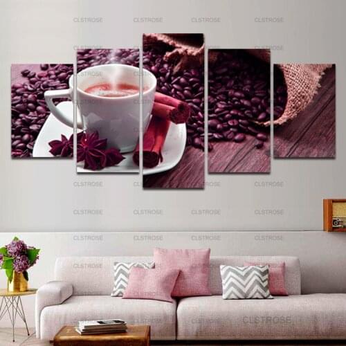 Irregular 5 Fight Red Coffee Poster Decoration Canvas Painting Home Restaurant Wall Supplies Frameless Style