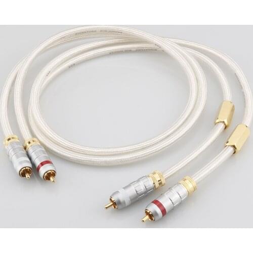 New pair Audiocrast A26 Signature 6N OCC Silver-plated Hifi RCA Audio Cable With gold plated RCA plug connector