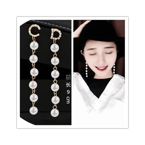 Wholesale good Fashion Jewelry Japan Korea fashion long pearl temperament fringes hanging before wearing Earring Earrings women