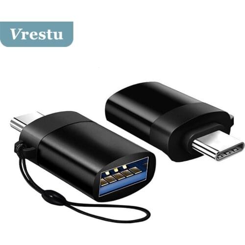 USB to Typec Adapter OTG Converter Aluminium Alloy Connector for Xiaomi Redmi Samsung MacBook Oneplus USB Type-C Adaptor Lanyard