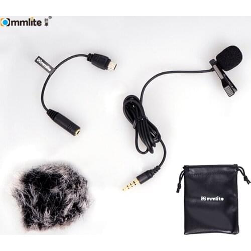 Commlite CoMica Lavalier Microphone Clip-on Omni-directional Condenser Mic for GoPro HERO3, HERO3+ and HERO4 with Wind Muff
