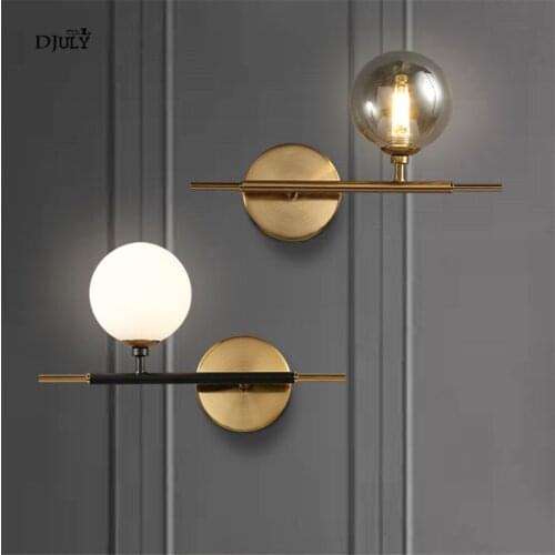 Postmodern design combination stained glass wall lamp home deco led bedside lamps bathroom staris gold luxury lighting fixtures