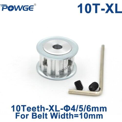 POWGE Inch Trapezoid 10 Teeth XL Timing pulley Bore 4/5/6mm for width 10mm XL Synchronous Belt 10-XL-10 AF 10teeth 10T aluminum