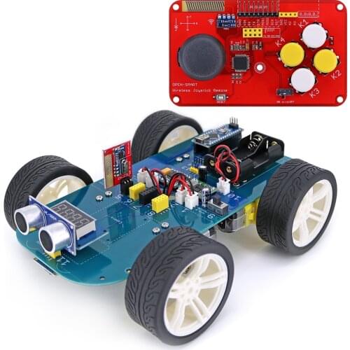 Easy-plug 4WD Smart Car Kit JoyStick Remote Control 315MHz LongRange RF LORA Wireless Module Rubber Wheel Gear Motor for Arduino
