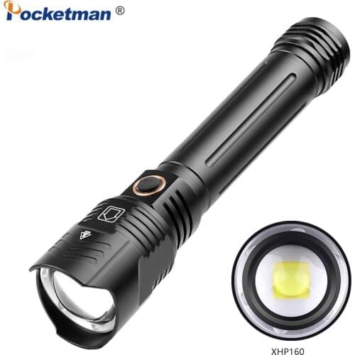 XHP160 Most Powerful Flashlight 16-core Light Type-c Rechargeable Telescopic Zoom Input and Output High Long-range Glare Lantern