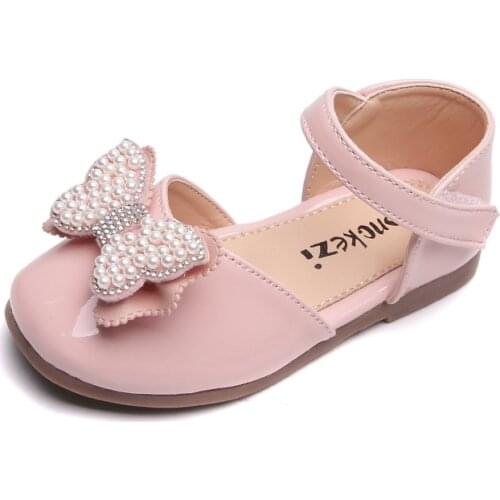 Little Girls Sandals Baby Sandals Princess Sweet Kids Beach Shoes Children Flats Spring Summer Beaded Butterfly Bowtie 21-30 New