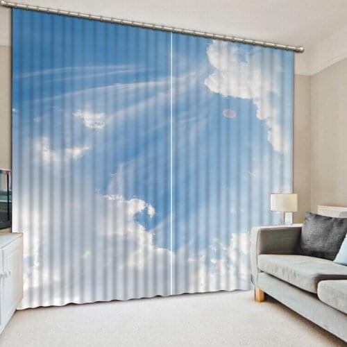 Curtains Any size Modern 3D Curtains For Living room Blackout White clouds Blue sky Girl room Bedroom Hotel Window Curtain