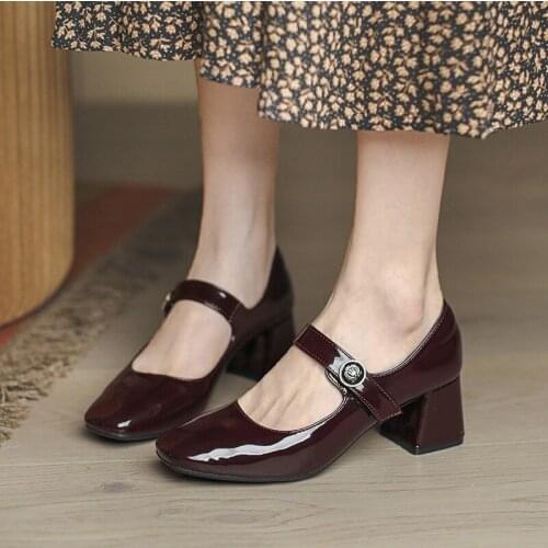 2021 Women Fashion Pumps Autumn Ladies Mary Jane Shoes New Original Heeled Shoes Female Breathable Casual Footwear Plus Size