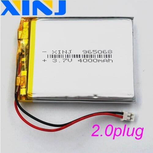 XINJ 3.7V 4000mAh Li Lithium Polymer Rechargeable Li Po Battery 965068 2pin JST 2.0mm For GPS PDA Phone PDF Power bank Tablet PC