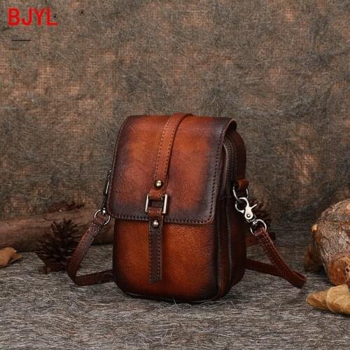 Handmade Leather Women Messenger Bag Niche Retro Female Mini Shoulder Bag Small Bags 2020 Mobile Phone Soft Leather Solid Bag