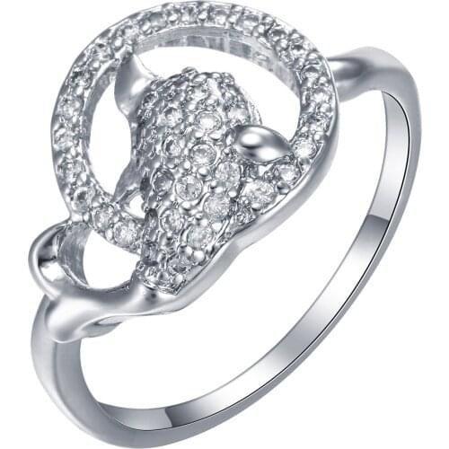 Hot sale Full of white Cz Rings for Women new design Cubic Zirconia Fish Dolphin Wedding Finger Ring Fine Jewelry Bague