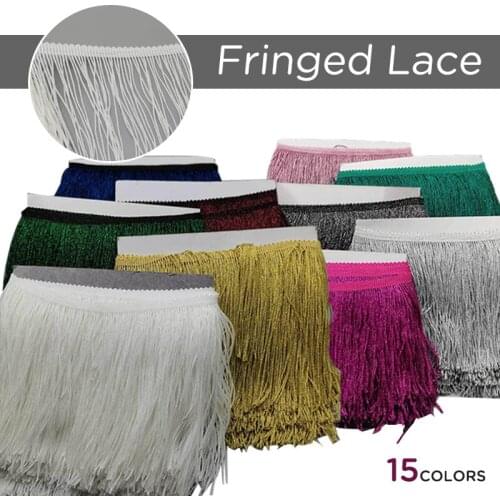 10 Meter/ 15cm Long Fringe Lace Tassel Polyester Lace Trim Ribbon Sew Latin Dress Garment Stage Garment Curtain DIY Accessories