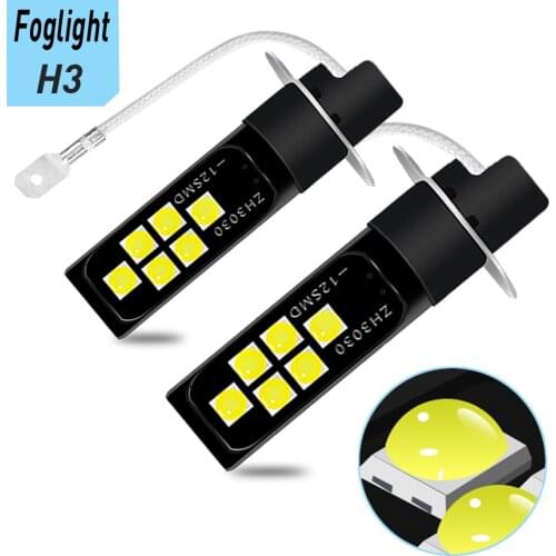 2Pcs H3 LED Fog Light 3030 Chips With Lens LED Bulbs DC 12V 6000K Auto Car Light FogLamp White Blue Orange Pink purple DRL