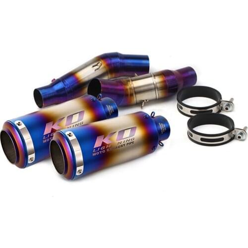 2010-2020 Z1000 2010-2019 Z1000SX Slip-on Exhaust Pipe Motorcycle Blue Mid Link Tube 51mm Muffler Escape Reserve Catalyst L R