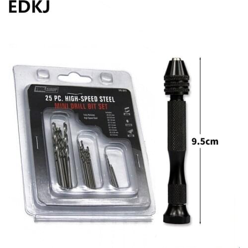 25pcs Hand Drill Jewelry Craft Hand Manual Drill Chuck Mini Hand Twist Drill Bit
