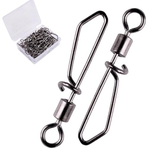 50/10PCS 2/0# 1/0# 1#-12#Fishing Connector Barrel Swivels Snap Rolling Swivel For Fishhook Link Fishing Lure Accessories