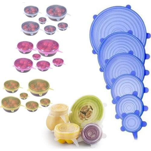 6Pcs/Set Food Silicone Cover Universal Silicone Lids For Cookware Bowl Pot Reusable Stretch Lids kitchen Silicone Bowl Cover
