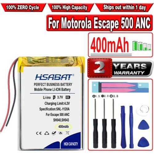 HSABAT 400mAh Battery for Motorola Escape 500 ANC ,800 ANC,SH040,SH043 Earphones
